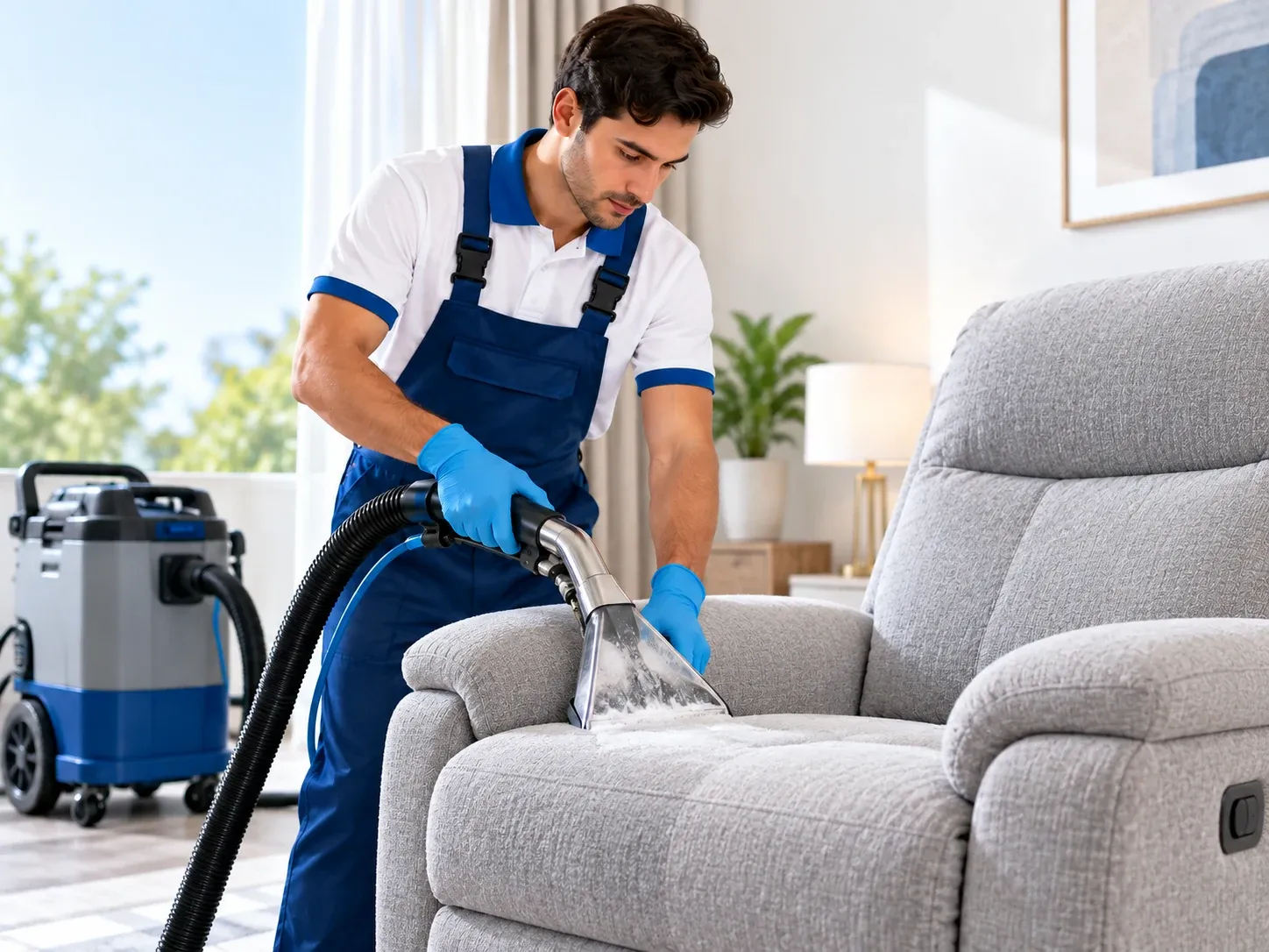 Sillón individual tapizado en tela, listo para lavado a domicilio